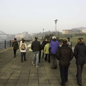 Walking along the banks of the Wear in March